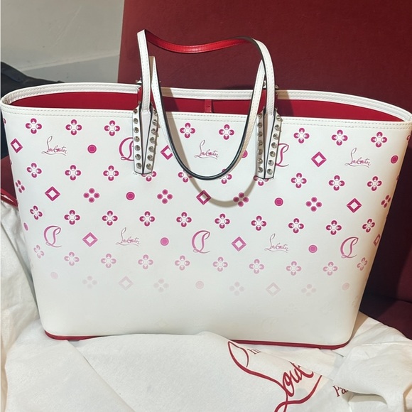 White and Pink Designer Tote Bag - Picture 1 of 13